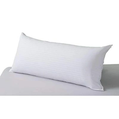 Image de Savel Taie d&#039;oreiller en 100 % Coton Doux et Absorbant Motif à Rayures 135 Blanc