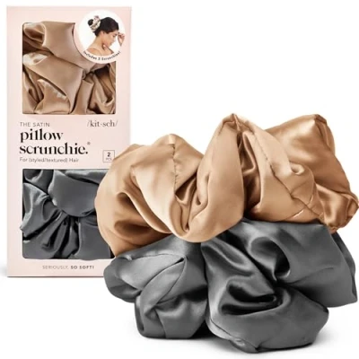 Image de Kitsch Lot de 2 chouchous en satin pour femmes, plus doux que la soie les cheveux, filles et élastiques à cheveux élégants femmes Joli chouchou