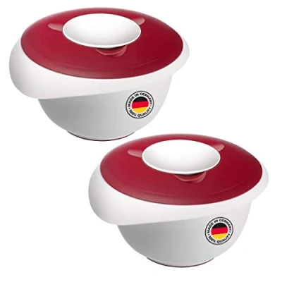 Image de Westmark Lot de 2 bols mélangeurs en plastique avec couvercle deux parties 3,5 l bec verseur Blanc/rouge 315522E3