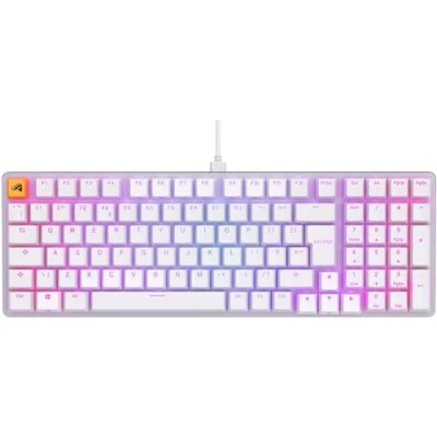 Image de Glorious Gaming GMMK 2 Full Size (96%) Clavier de jeu mécanique, cadre aluminium, personnalisable, capuchons touches doubleshot, switches Fox, RGB, Disposition QWERTY anglais Blanc