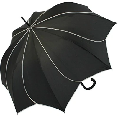 Image de Pierre Cardin Grand parapluie canne pour femmes Solide Avec système automatique Motif : tournesol, Noir , 105 cm