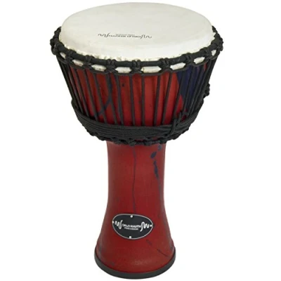 Image de World Rhythm MDJ002 RD 10 Tambour Djembé accordé à la corde Rouge Africain Synthétique Main