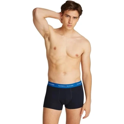 Image de Tommy Hilfiger Trunk 7 PACK Shorty, Homme, Taille: Medium, White/vib indigo/dark mag/des sky