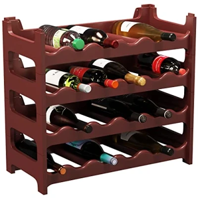 Image de ARTECSIS Casier à Bouteilles pour 24 Bouteilles, Étagère Vin, Range Bouteille en Plastique Brun