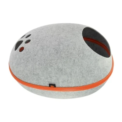 Image de FIDELAMI Panier pour Chat, Cocon Semi Rigide en Feutrine Grise