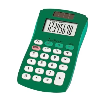 Image de Lexibook, Calculatrice de Poche FRUITIES®, 8 Chiffres, 4 opérations, Fonctions Basiques et avancées, Solaire à Piles, Verte, C208B