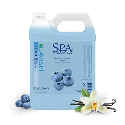 Image de SPA by TropiClean Produit de toilettage anti déchirure et taches pour chiens Nettoie, apaise hydrate Flocons d’avoine myrtilles, 3,78 L