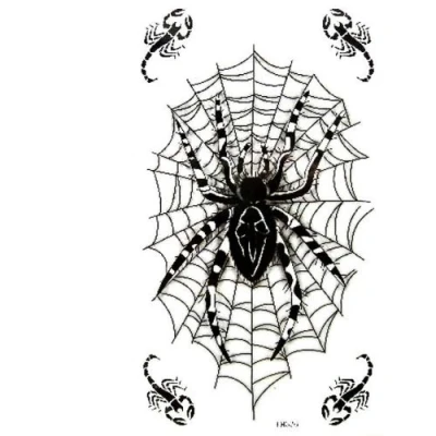 Image de Hommes de tatouages ​​faux étanches et sueur sexy araignée noire Web scorpion mode femmes
