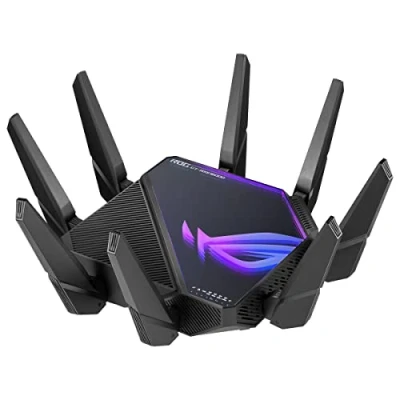 Image de ASUS ROG GT AXE16000 Routeur Gaming Wi FI 6E Quadruple Bande + Nouvelle 6 GHz, Port WAN/LAN 2.5G, Compatible PS5, VPN Fusion, Triple accélérateur de Jeu, sécurité réseau Gratuite, AiMesh