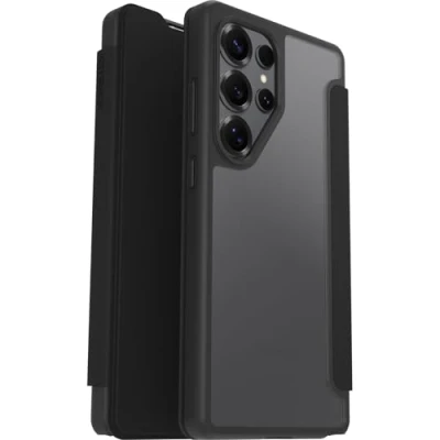 Image de Otterbox Coque React Series Folio pour Samsung Galaxy S25 Ultra, Antichoc, Anti Chute, avec Emplacement Carte, testé Selon Les Normes Militaires, Transparent/Noir