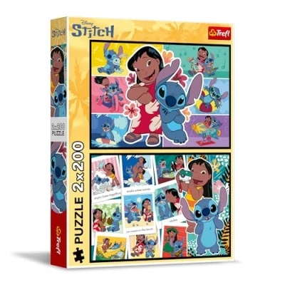 Image de Trefl Puzzle 2 en 1 : Lilo &amp; Stitch, La Joyeuse Vie de Stitch x 200 Pièces Ensemble Deux Puzzles pour Les Adolescents