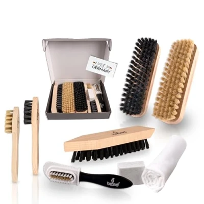 Image de biped Kit de brosses à chaussures Classic pour l&#039;entretien du cuir lisse et daim avec lustrer brosse z2463