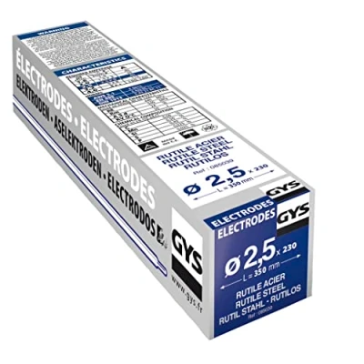 Image de GYS ELECTRODES Rutiles Acier Ø 2, 5 E6013 ETUI de 230 CONSOMMABLE Soudure MMA toutes positions A L&#039;electrode Amorcage Des 40V