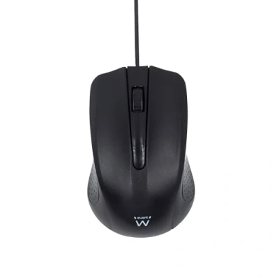 Image de Ewent EW3300 Souris Optique Filaire USB 3 Boutons, 1000 DPI, Design Ergonomique, Ambidextre, PC/Mac/Laptop/Chromebook Noir