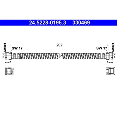 Image de ATE 24.5228 0195.3 Flexible De Frein 202 CITROËN: Xsara 5 portes, AX, ZX 3/5 PEUGEOT: 306 Break, Cabriolet