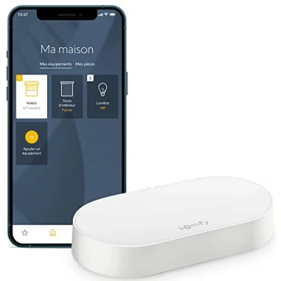 Image de Somfy 1870755 Kit de connectivité Pour contrôler les moteurs et l&#039;éclairage avec un smartphone Compatible io &amp; RTS Contrôle à la voix via l&#039;Assistant Google, Amazon Alexa, HomeKit