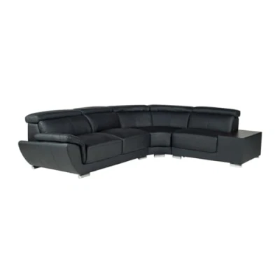 Image de Vente unique Canapé d&#039;angle en Cuir NAHIA Noir Angle Droit