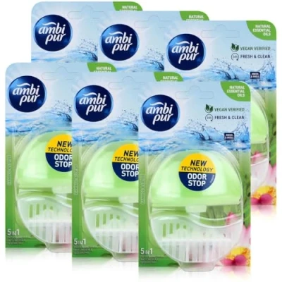 Image de Ambi Pur Lot de 6 désodorisants pour WC (support + recharge 55 ml), bambou et lotus