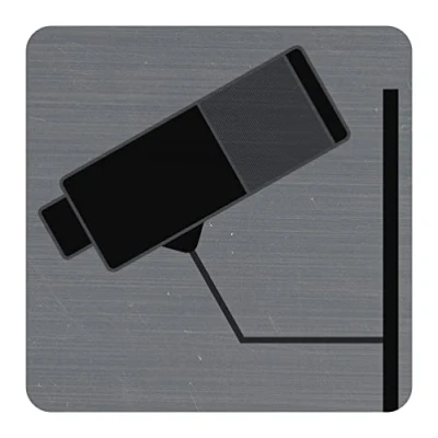 Image de Exacompta Réf. 67180E 1 Plaque de porte adhésive Surveillance caméra murale imprimée signalisation Sur tous supports Aspect aluminium brossé Dimensions : 7,5 x cm