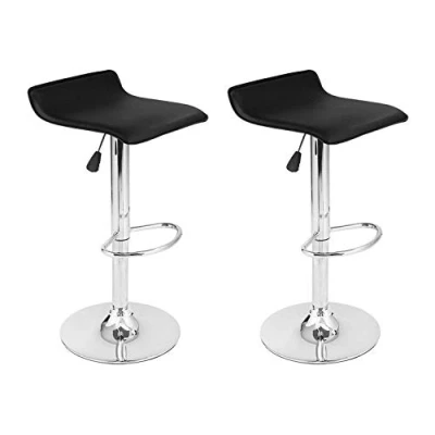 Image de Happy Garden Lot de 2 tabourets Bar Noir Eddy. Chaise Cuisine au Design Moderne avec Assise réglable en Hauteur, Rotation à 360 et Repose Pieds.
