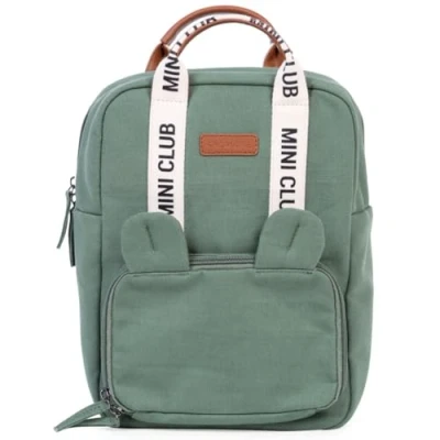 Image de CHILDHOME, Sac a Dos, Bebe, à dos Enfant, Cartable maternelle, Pochette isotherme, Compartiment boite repas, Solide, Matière Coton, My First Bag, 7L, Mini Club, Signature, Vert