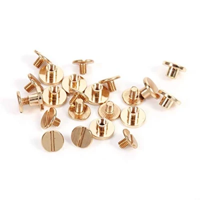 Image de Vis à Boutons en Laition, 10 Ensembles 5/6.5 / 8mm Laiton Massif Bouton Goujon Clou Screwback pour Ceinture Rivet DIY d&#039;Or(5mm)
