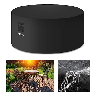 Image de Futura Housse ronde imperméable pour meubles de jardin en tissu Oxford 420D avec doublure PVC et protection UV 190 x 80 cm