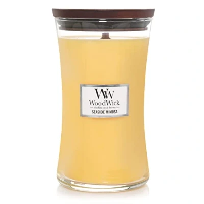 Image de WoodWick grande bougie jarre parfumée avec mèche Pluswick, Mimosa en bord de mer