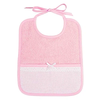 Image de Filet Bavoir à Broder avec Poche Coloris Rose, Taille 6 Mois 1 An