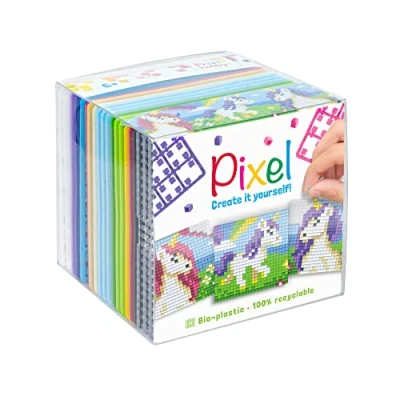 Image de PixelHobby Pixel P29022 Kit de Bricolage Licorne, système d&#039;emboîtement comme Hobby créatif pour Enfants à partir 6 Ans, boîte Cubes avec Motifs et carrés Pixels