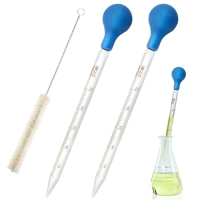 Image de 2 Pièces Pipettes 10ml, Pipette Graduée en Verre, Compte Goutte avec Bouteilles à Aspiration Caoutchouc Pour et 1 Brosse de, Gouttes Pipette，Pour Pharmacie, Parfum, Laboratoire