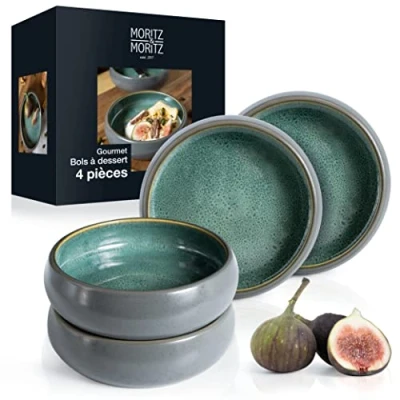 Image de Moritz &amp; SOLID 4x petits bols 300 ml Ramequins en faïence pour dessert, snack, soupe, salade, glace, apéro, tapas et antipasti