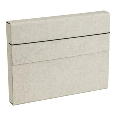 Image de Bigso Box of Sweden pochette élastique gamme document en panneaux de fibres et papier effet lin très grande chemise cartonnée pour dossiers, documents, papiers, etc. beige