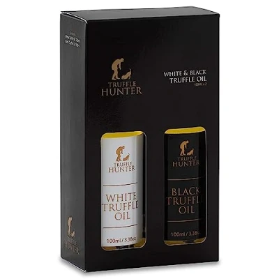 Image de TruffleHunter Set d&#039;huile de truffe noire et blanche Huile d&#039;olive extra vierge pour la cuisson assaisonner les plats 100 ml x 2