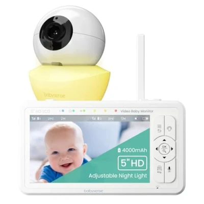Image de Babysense HD S2 Babyphone Camera, Moniteur Vidéo Bébé avec Caméra et Audio 5&quot; 720p, sans WiFi, Veilleuse Ajustable, Portée Étendue, Bidirectionnel, Zoom 4X, Vision Nocturne, Batterie 4000mAh