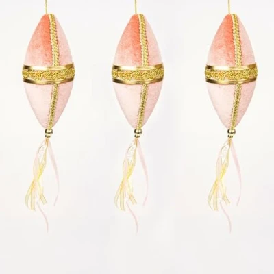Image de Lot de 3 Boules Noël en Forme Noix Rose Clair 7 x 30 cm Décorations à Suspendre pour Sapin sur Le thème des Contes fées