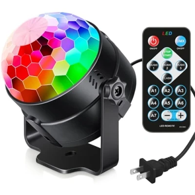 Image de Luditek Lumières de fête activées par le son avec télécommande, éclairage Dj RBG, boule discothèque, lampe stroboscopique, 7 modes d&#039;éclairage pour la maison, chambre, les fêtes dansantes,