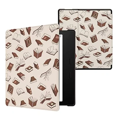 Image de kwmobile Étui Compatible avec Amazon Kindle Oasis 10. Generation Coque à Rabat magnétique Tablette eReader Similicuir Beige Marron doré