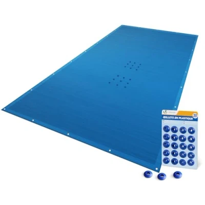 Image de VOUNOT® Bâche Piscine Rectangulaire en Polyéthylène 160g/m2 Imperméable Résistante Double Couche avec Oeillets Aluminium Couverture Étanche 4x8m Bleu Foncé