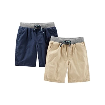 Image de Simple Joys by Carter&#039;s Shorts, Pack of 2, Brun Kaki Clair/Bleu Marine, 5 Ans (Lot de 2) Garçon