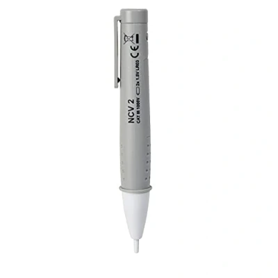 Image de Voltmaster NCV 2 Testeur de tension sans contact CAT III 1000 V (détecteur volts haute qualité avec signal sonore et lampe, détecte les tensions alternatives à partir 12 AC), gris