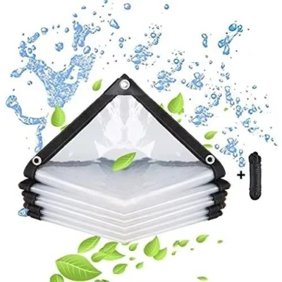 Image de BCBIG Bâche Imperméable Transparente avec œillets pour Meubles de Jardin Utilisable en extérieur à la Pluie Isolation des Plantes Résistant poussière Cordon Serrage 2 x 3 m