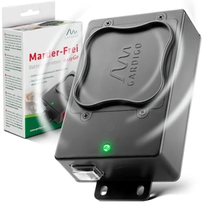 Image de Gardigo® Répulsif Anti Martres à Ultrasons avec Fréquences Variables Fouines &amp; Rongeurs Fonctionne sur Piles pour Auto, Garage, Grenier Remplacement Facile des