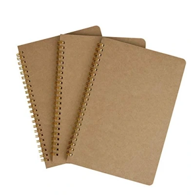 Image de MaoXinTek A5 Cahiers Classique avec Reliure Spirale, Dessin avce Pages Blanches Bloc Note Carnet, 50 Feuilles Kraft Couverture Notebook pour L&#039;école L&#039;écriture Garçons Filles et Enseignants (3PCS)