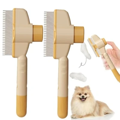 Image de CHUNLIGOUJI peigne autonettoyant anti puces pour animaux de compagnie, autonettoyant, brosse à cheveux, puces, enlever les poils d&#039;animaux,