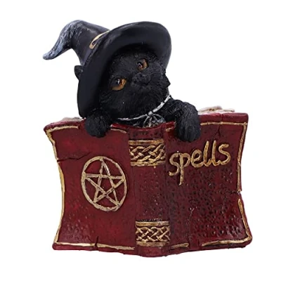 Image de Nemesis Now Kitty&#039;s Grimoire Cat Spell Book Figurine 8,2 cm, résine, Rouge, familière de sorcière, complément Parfait à Toute Collection Sorcellerie, coulée dans la Meilleure