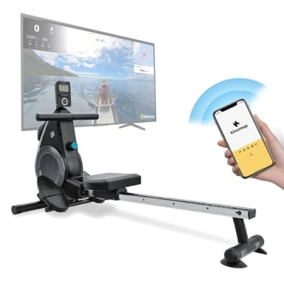 Image de Bluefin Fitness Rameur Blade FIT Compatible Kinomap à Domicile Pliable pour Le Stockage Ecran numérique LCD Application Smartphone de Gym
