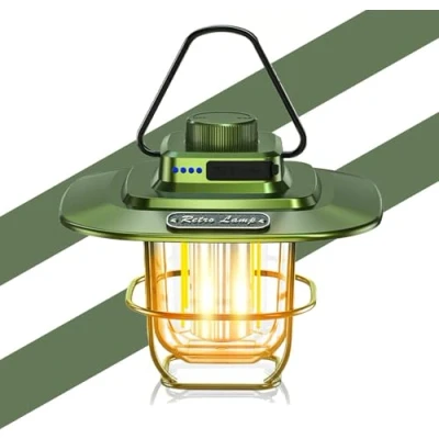 Image de LETOUR Lanterne de camping LED rechargeable par USB,Lampe tente rétro à intensité variable,Lampe chaude,Lanternes camping,Pour la randonnée, les urgences et pêche