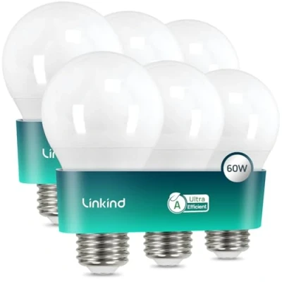 Image de Linkind Ampoule LED E27 Ultra Efficace, 3,8W=60W, 4000K Blanc Neutre, Classe Énergétique A, Non Dimmable, A60 Edison 806lm, Angle 200, Économie d&#039;Énergie, Lot de 6