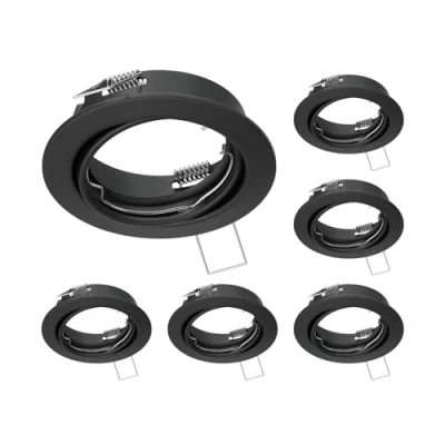Image de ledscom.de 6 cadres d&#039;encastrement au plafond FERE, rond, pivotant, noir mat